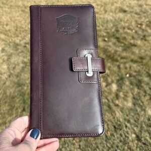 Cutter & Buck leather passport wallet holder organizer in brown leather.